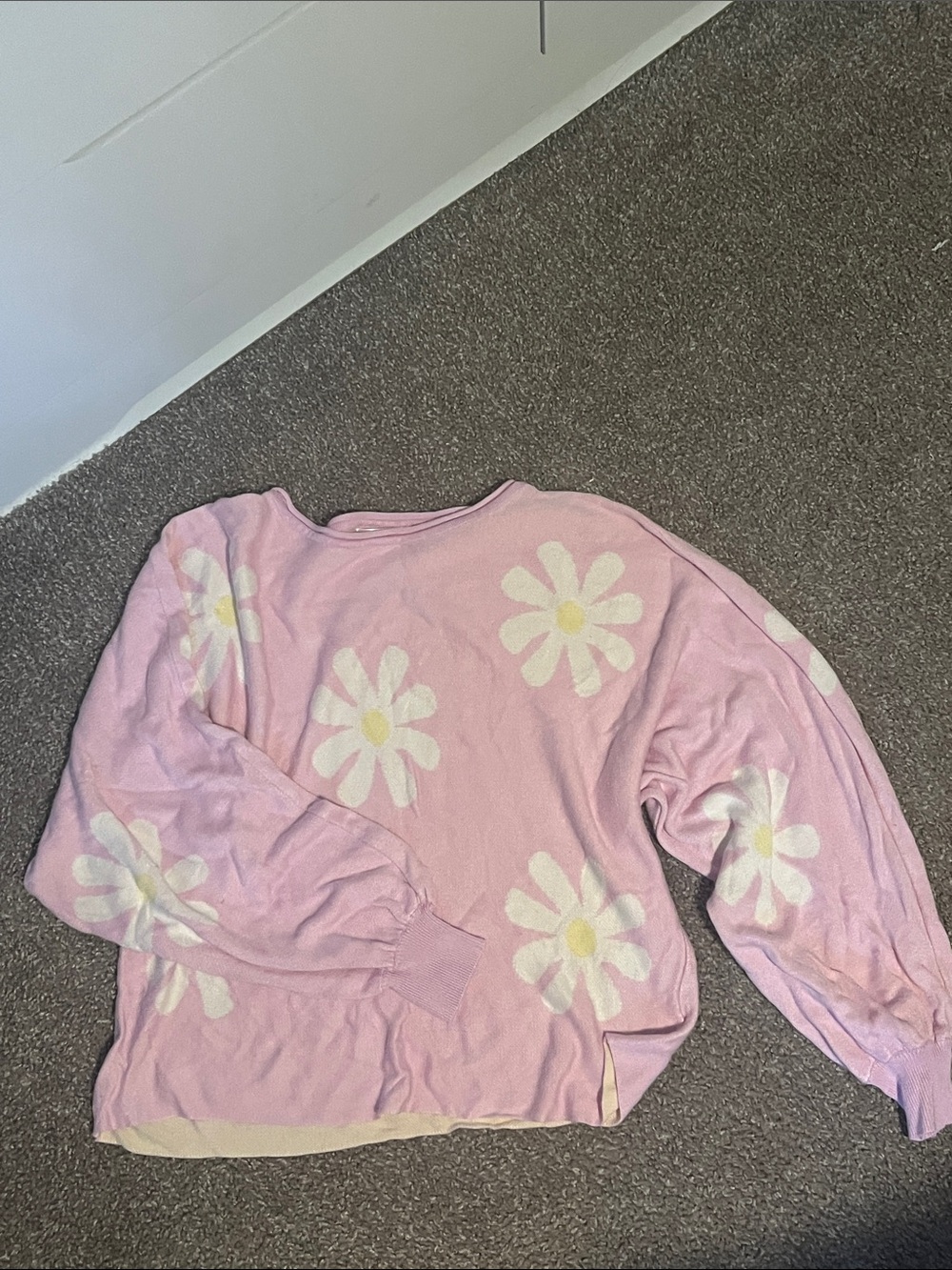 Pink Daisy Print Women's Sweater